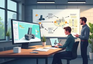 Product development process – An infographic showing the stages from concept to launch.